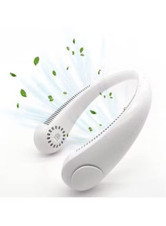 Buy Padom Neck Fan, Hands Free 360° Cooling Personal Fan USB Rechargeable Portable Neck Fan with 3 Wind Speed for Traveling Office Sports White in UAE
