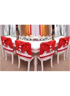 Buy Santa Claus Cap Chair Cover, 4 PCS Christmas Chair Covers Decor Non Woven Snowman Red Hat Chair Back Cover for Kitchen Dining Room Chairs Christmas Xmas Holiday Party Festive Decorations Gifts in UAE