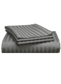 Buy Premium Quality Striped Bed Sheet Sets 100% Cotton 3 Piece Set Deep Pocket 180x200+20cm in UAE