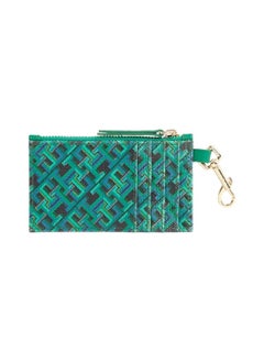 Buy Women's Th Monogram Clip-On Credit Card Holder -  Pure cotton, Green in UAE