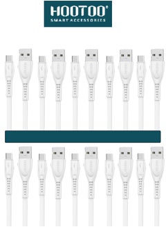 Buy Offer bendle of 10 Cables type-c from Hootoo made of soft Silicone support fast charging until 67W and sync data Suitable for all devcies. in Saudi Arabia