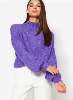 اشتري Purple Soft Textured Thick Crew Neck Knitwear Sweater TWOAW24KZ00290 في مصر