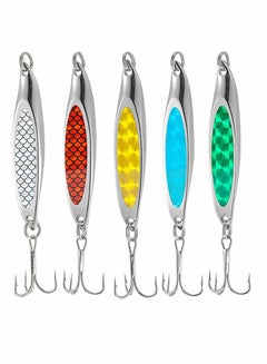 اشتري Fishing Lure Set, 5 Pcs Metal Hooks, Lure Sequins Spoons with Hard Bait, Sea Lake Lure Tool في السعودية