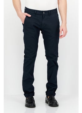 اشتري Men Slim Fit Solid Tapered Pants, Navy Blue في السعودية