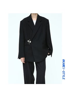 اشتري Korean Casual Blazer Mens Spring Summer Chic Slim White Suit Black في الامارات