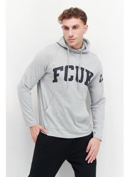 اشتري Men Long Sleeve Brand Logo Hoodie, Grey Marl في الامارات