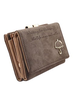 Buy Faux Leather Tri-Fold Wallet Dark Grey in UAE