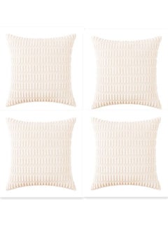 Buy 4-Piece Decorative Cushion Cover Pillow Cases Corduroy Off-white 45 x 45 Centimeter in UAE