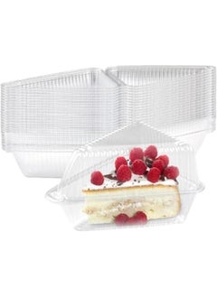 Buy 50 Pieces Cake Slice Containers with Clear Lids, Disposable Triangle Boxes for Cheesecake, Flan, Cupcake, and Dessert Pie - Individual Carrier for Takeout or Mini Desserts in Saudi Arabia