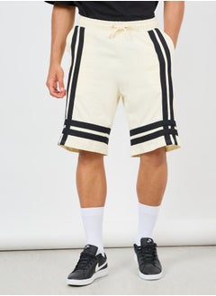 اشتري Contrast Wide Tape Detail Oversized Fleece Shorts with Drawcord Waistband في السعودية