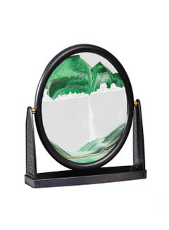 Buy 8" Desktop Moving Flowing Sand Art Picture Frame Hourglass Dynamic 3D Motion Deep Sea Sandscapes Landscapes Glass Painting For Home Office Decoration(Green) in UAE