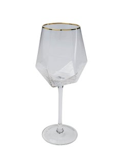 Buy Wine Glass Diamond Clear/Gold Rim in UAE