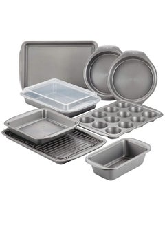 Buy 10-Piece Nonstick Steel Bakeware Set Oven Pan Set Baking Pan -Oven Trays-Round Cake Tray Muffin/CupCake Pan-Storage Pan in UAE