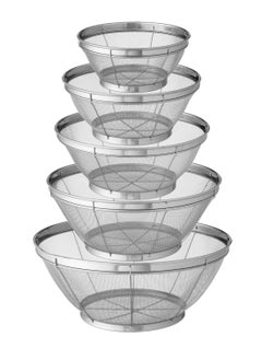 Buy 5-piece stainless steel strainer set, different sizes in Saudi Arabia