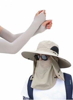 اشتري Sun Hat Sunscreen Sleeves, Waterproof Wide-brimmed Fisherman Hat UV Protection Hat, Fishing Protective Suit, Outdoor Sports Sunscreen Suit في السعودية