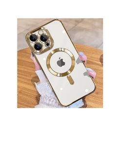 Buy Electroplated Case for iPhone 15 Pro 6.1-Inch, Camera Lens Full Protection, Compatible with MagSafe Wireless Charging, Shockproof Soft TPU Phone Cover - Gold in Egypt