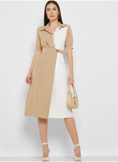 Buy Colorblock Wrap Dress in UAE