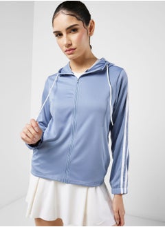 Buy Zip Front Athletic Jacket With Stripe Detail in Saudi Arabia