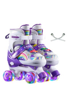 Buy Kids Adjustable Roller Skates for Girls Boys, All 8 Wheels Illuminating in Saudi Arabia