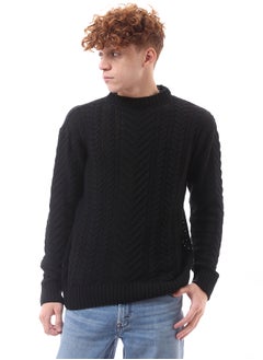 اشتري Ribbed Mock Neck Slip On Black Pullover في مصر