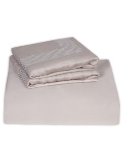 اشتري Luxurious Embroidered 400 Thread Count 100 Percent Cotton Fitted Sheet Set of 3 Fitted Sheet X 1 and Pillow Cases X 2 في السعودية