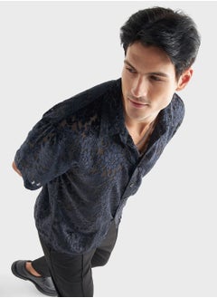 Buy Textured Regular Fit Shirt in Saudi Arabia