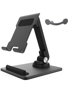 Buy Cell Phone Stand, Adjustable Aluminum Phone Stand for Desk, Thick Case Friendly Phone Holder Stand, iPhone Stand Compatible with All Mobile Phone, iPad, Tablet 4-10'' Desk Accessories (Dark Grey) in UAE
