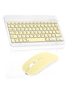 Buy AWH Rechargeable Bluetooth Keyboard and Mouse Combo Ultra Slim Full-Size Keyboard and Ergonomic Mouse - Banana Yellow in UAE