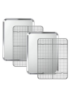 اشتري Set of 2 Stainless Steel Baking Sheet Cookie Sheet Baking Pan Food Dish Trays Grill Tray Food Tray for Oven Toaster Baking (Large & XL) في الامارات