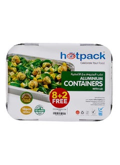 اشتري Hotpack Aluminium Container with Lid 1850ml Silver 8+2 FREE في الامارات