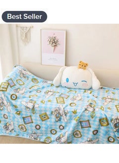 Buy Cartoon Sanrio Cinnamon 2-in-1 pillow flannel blanket set, suitable for plane and train travel, camping or office nap blanket (blanket size 150cmx100cm) in Saudi Arabia