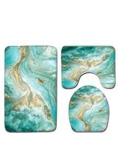 Buy 3-Piece Marble Pattern Bath Mat Accessory Set in UAE