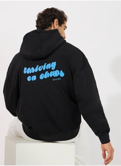 Buy Back Slogan Print Heavy Oversized Hoodie in Saudi Arabia