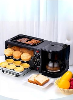 Buy 3 in 1 Multifunctional Breakfast Preparation Set Fryer Oven and Coffee Maker 12L Capacity 2800W in Saudi Arabia