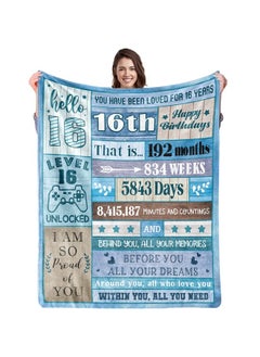 اشتري 16th Birthday Gifts for Boys, 16th Birthday Blanket for Boy 16 Year Old Boy Gift Ideas Birthday Decorations for Boy Blanket Gifts for 16 Year Old Birthday Gift for Boy Son Grandson 50"x60" في الامارات