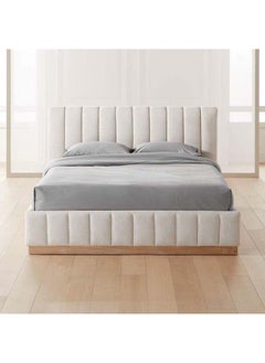 Buy Royal Elegance: Swedish Wood King Bed - Opulent Ivory Serenade (160x200x140) by Alhome in Saudi Arabia