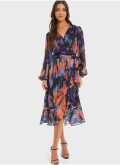 Buy Plisse Waterfall Trim Warp Dress in Saudi Arabia