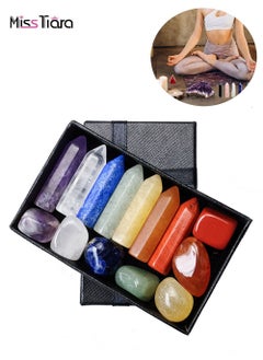 Buy 14 Pack Colorful Healing Crystals Wand Stone Combo Set Natural Healing Crystals Stone Set Polished Tumbling Reiki Energy Balance Chakras Meditation Therapy in UAE