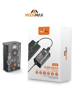 Buy 10000MAH slim transparent power bank with 22.5W PD & SCP designed to be used on airplane from Moogmax in Saudi Arabia