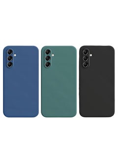 Buy Samsung Galaxy A54 5G 3-Pack Matte Silicone Case Cover - Slim, Colorful, Good Grip (Black, Blue, Green) in UAE