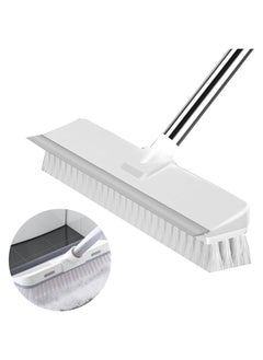 Buy Cleaning Brush with Long Handle, 2 in 1 Floor Scrub Brush Stiff Bristle Brush Scrubber with Squeegee, Shower Scrubber Kit with 108cm Extendable Handle for Bathroom, Kitchen, Deck, Tub and Tile in UAE