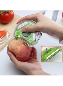 Buy 3 in 1 Multifunctional Fruit and Vegetable Peeler in Blue- Stainless Steel Julienne Peeler for Potato Carrot Apple Veggie Spaghetti Hash Browns - Straight blade, Serrated blade, Julienne blade in UAE