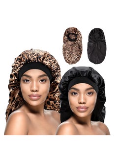 Buy 2pcs Long Satin Sleep Bonnet Extra Large Night Cap for Women in UAE