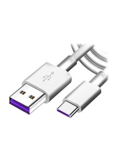 Buy USB Type C Fast Charging Cable 2M 5A Fast Power Data Deliver With Fast Charging And Fast Data Transfer White Color Compatible For All Andorid Mobiles And Tablets in UAE