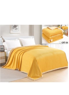 Buy Winter Double Sided Fur Blanket Striped Super Soft Flannel Fleece Velvet Warm Comfortable Suitable Bedspread in Saudi Arabia