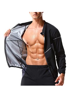 اشتري Sauna Suit for Men Sweat Sauna Jacket Long Sleeve Workout Zipper Sweat Top Gym Fitness Sauna Shirt(Size L) في الامارات