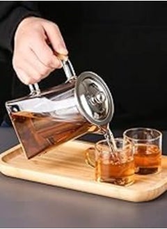 اشتري Square Glass Teapot with Heat Resistant Stainless Steel Infuser, Perfect for Tea and Coffee, Clear Teapot with Lid and Strainer, Gift for Your Family or Friends 950 ml في مصر