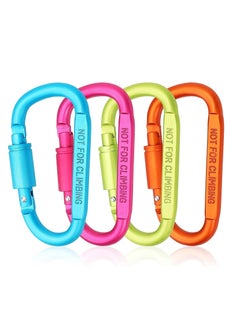 اشتري Carabiner Clip, 3 inch Aluminum D-Ring Shape Locking Carabiners, Snap Hook Sports Accessories for Outdoor Camping Hiking 4 Pack في الامارات