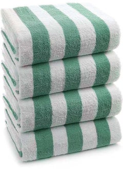 Buy Beach Towel Striped 2 Piece 180x70 cm-White-Green in Egypt