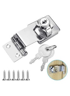 اشتري Small Hasp and Staple 90 Degrees Metal Lock 3 Inch/76mm Door Bolt Latch Buckle Safety Clasp Knob Shed Locks with Padlock, Key, Screws for Cabinets Cupboard Drawer Gate في السعودية